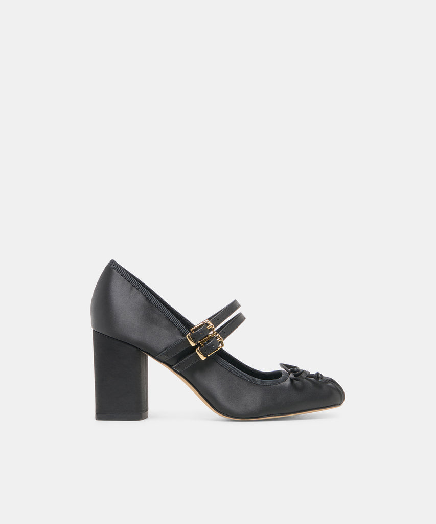 TIARAH Onyx Satin Ballet Block Heels | Dolce Vita