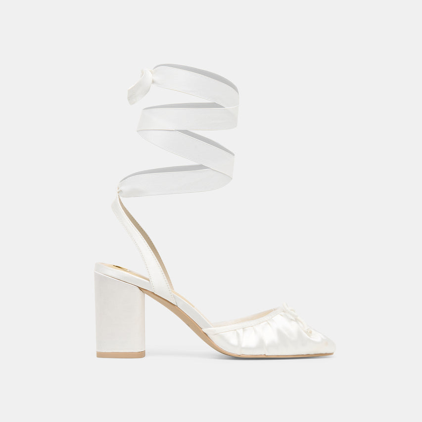 Tisha True White Satin Heels | Dolce Vita