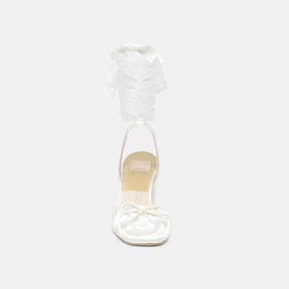 TISHA HEELS TRUE WHITE SATIN