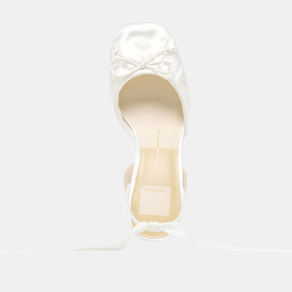 TISHA HEELS TRUE WHITE SATIN