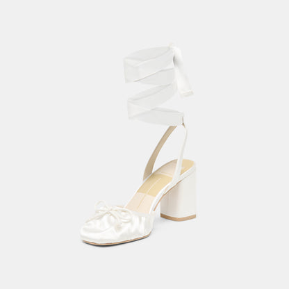 TISHA HEELS TRUE WHITE SATIN