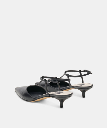 TORENA HEELS BLACK LEATHER