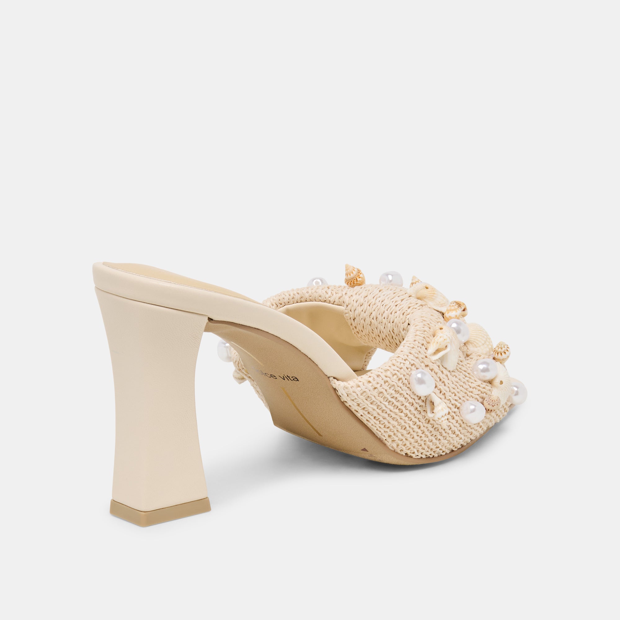 TYLAH HEELS OATMEAL BEADED RAFFIA