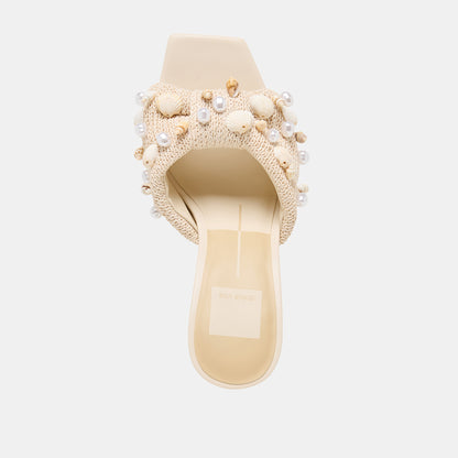 TYLAH HEELS OATMEAL BEADED RAFFIA