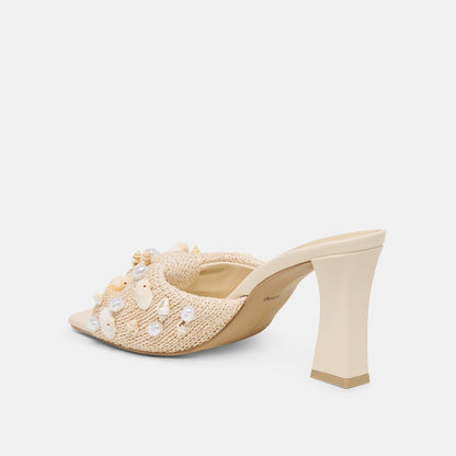 TYLAH HEELS OATMEAL BEADED RAFFIA