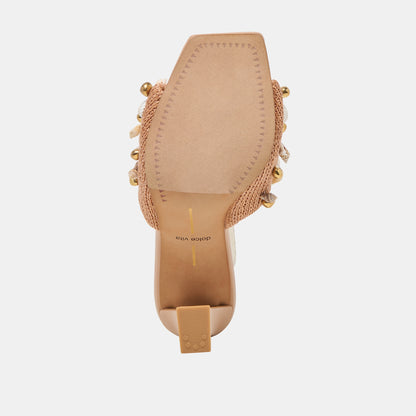 TYLAH HEELS TOFFEE BEADED RAFFIA