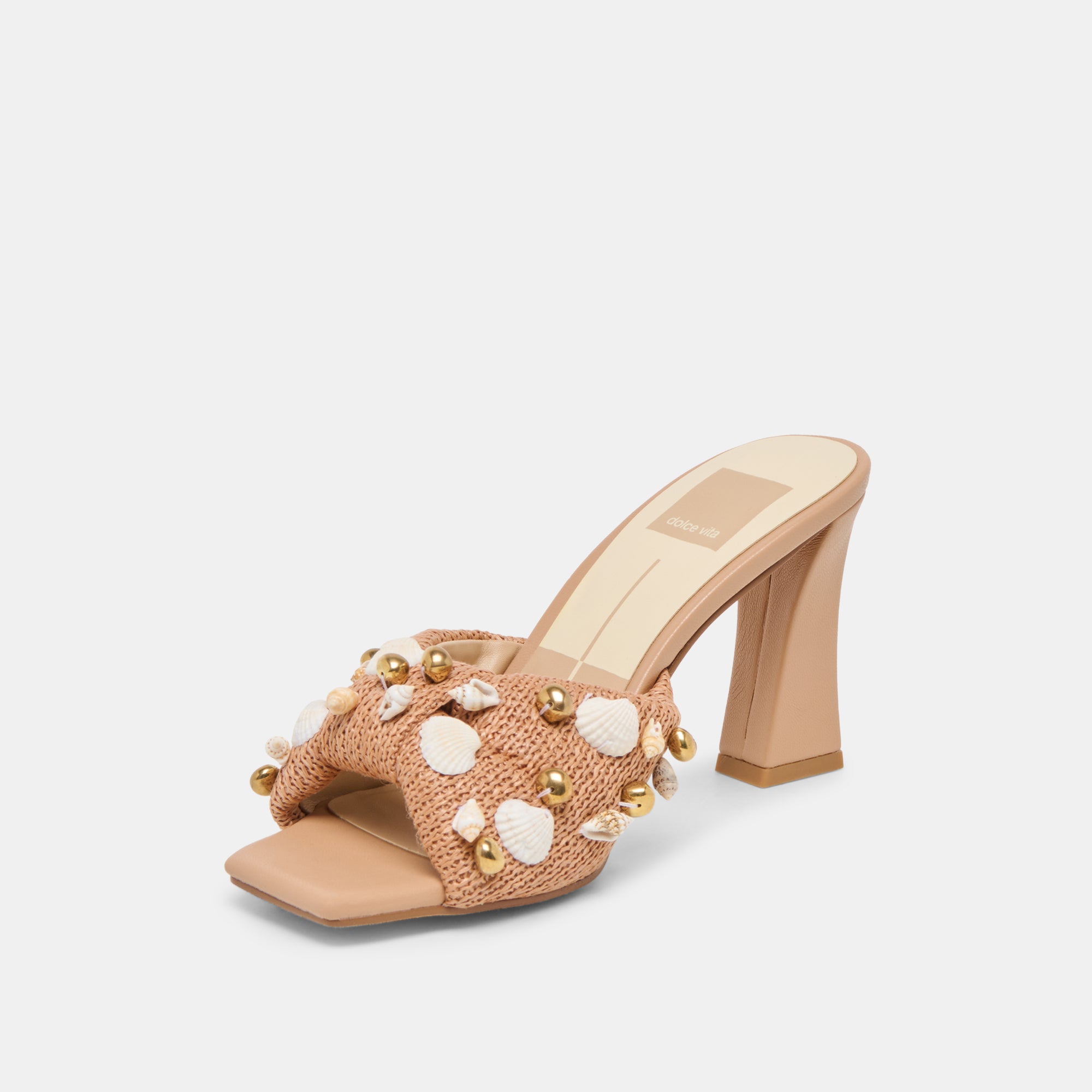 TYLAH HEELS TOFFEE BEADED RAFFIA