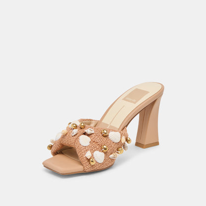 TYLAH HEELS TOFFEE BEADED RAFFIA