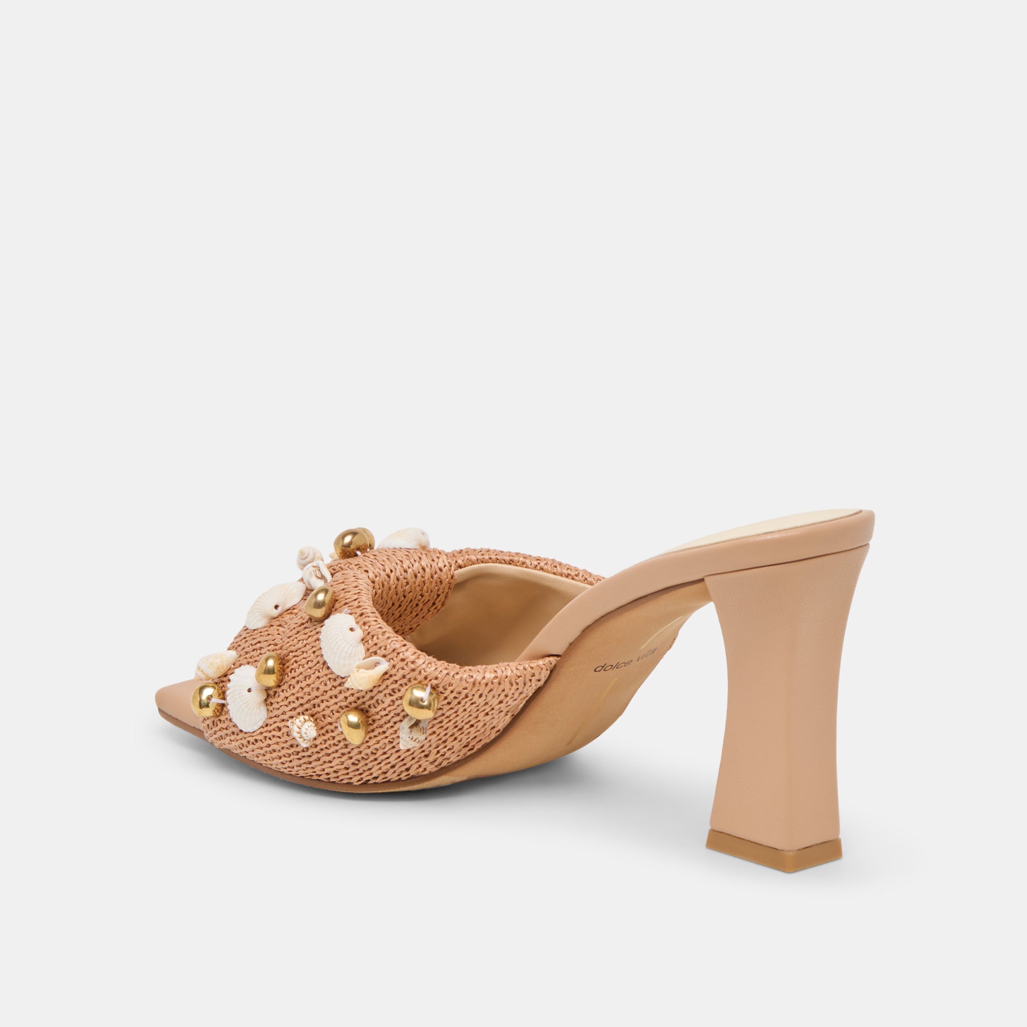 TYLAH HEELS TOFFEE BEADED RAFFIA
