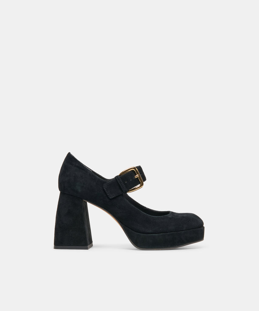 ULTRA Onyx Suede Platform Mary-Jane Block Heels | Dolce Vita