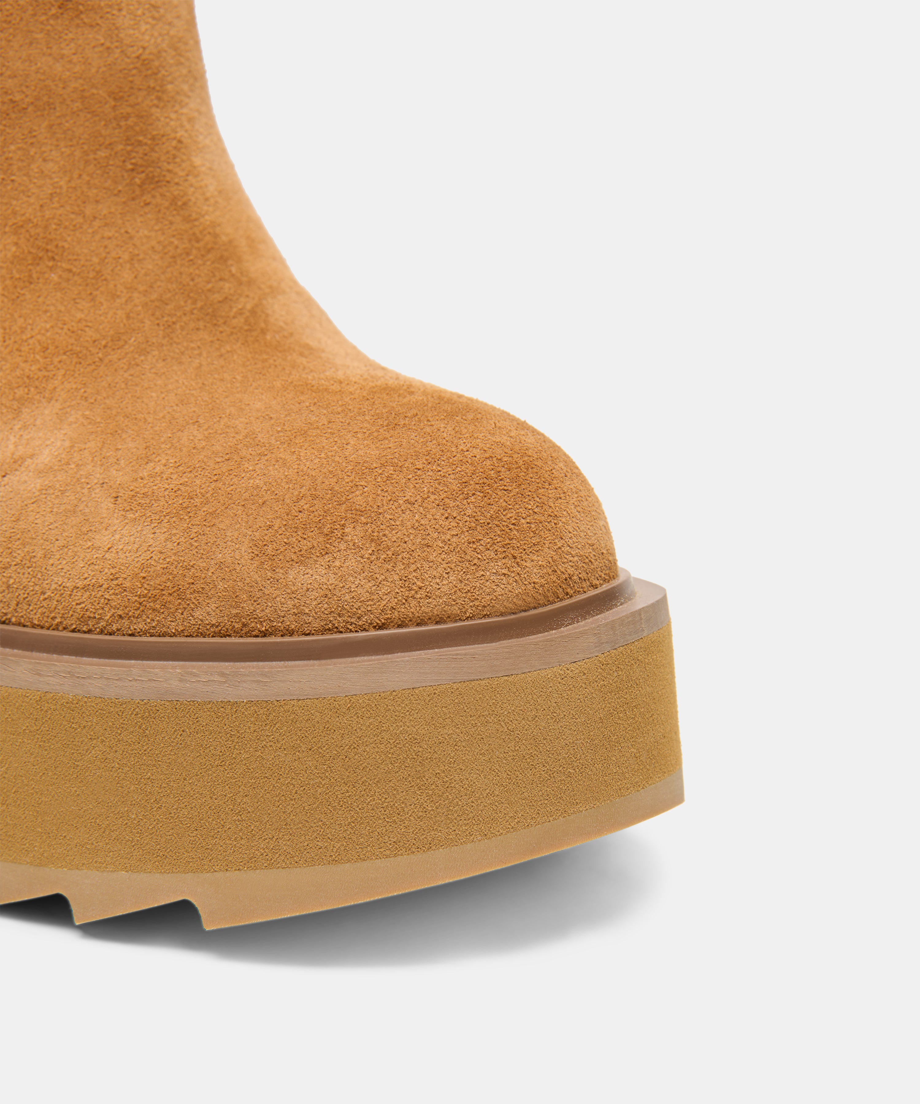 VIGGO Chesnut Suede Plush Platform Ankle Boots | Dolce Vita