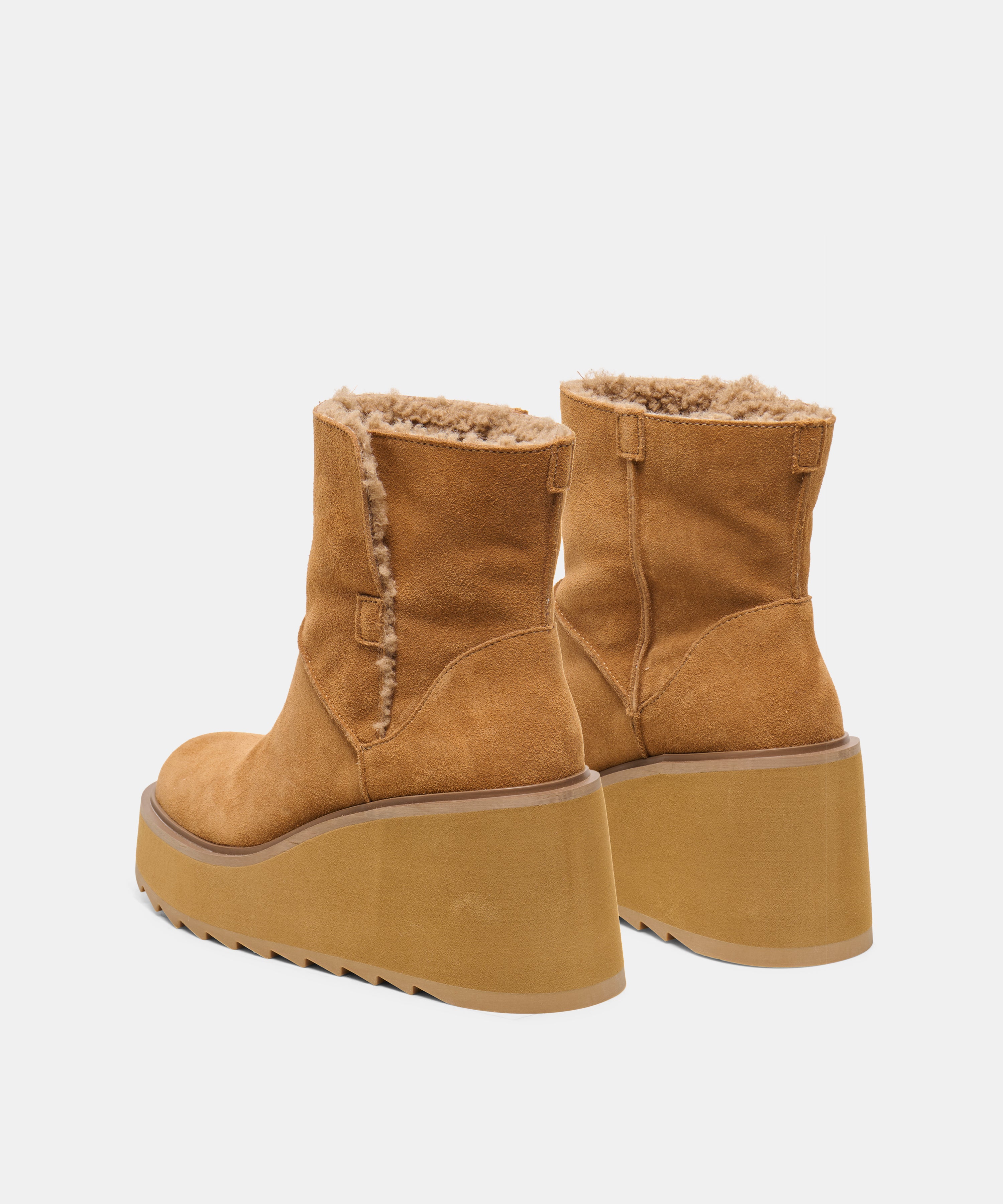 VIGGO Chesnut Suede Plush Platform Ankle Boots | Dolce Vita