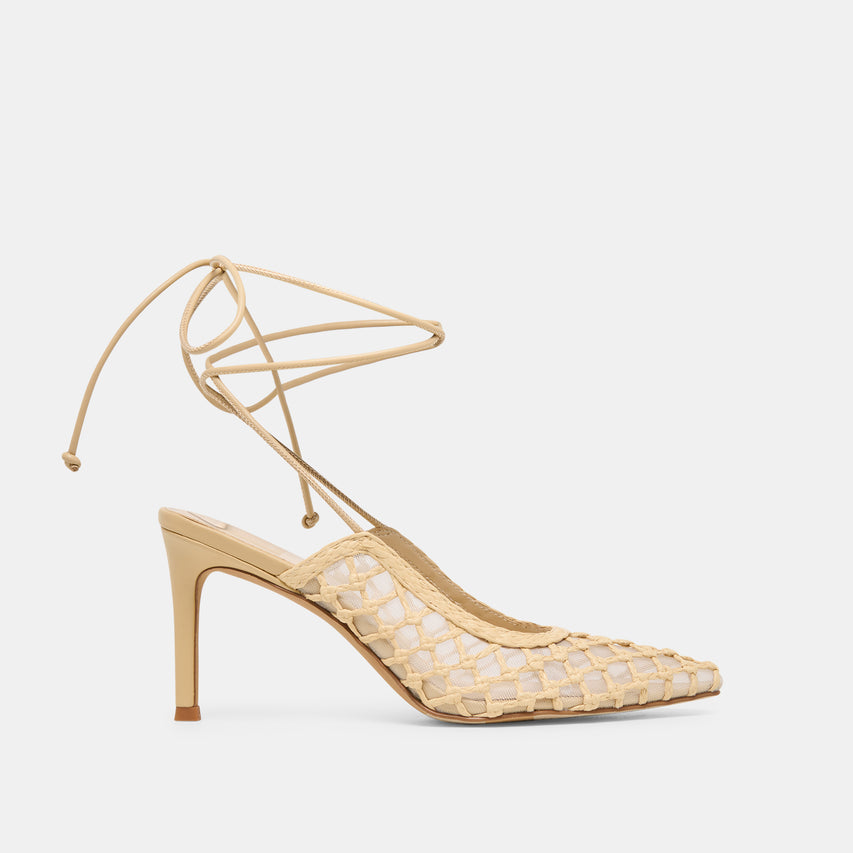 Yael Lt Natural Woven Raffia Heels | Dolce Vita