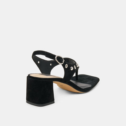 YVES STUD HEELS ONYX SUEDE