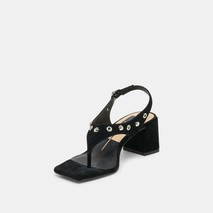 YVES STUD HEELS ONYX SUEDE