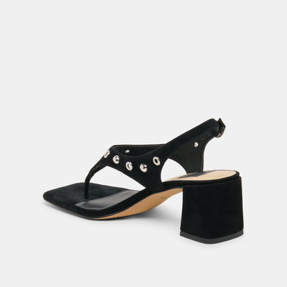 YVES STUD HEELS ONYX SUEDE