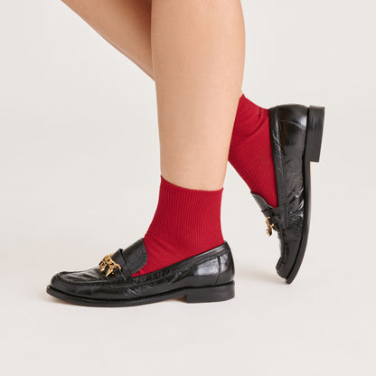 5 PACK EMBROIDERED RIB ANKLET SOCKS WHITE BLACK MULTI