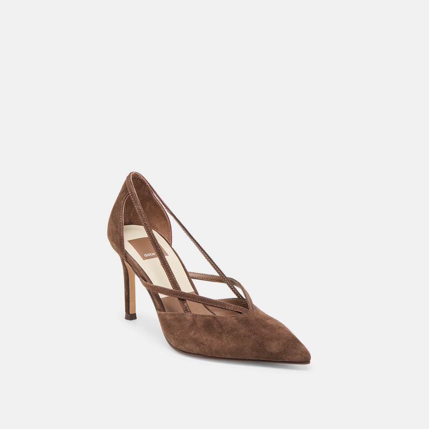 KAINE HEELS DK BROWN SUEDE