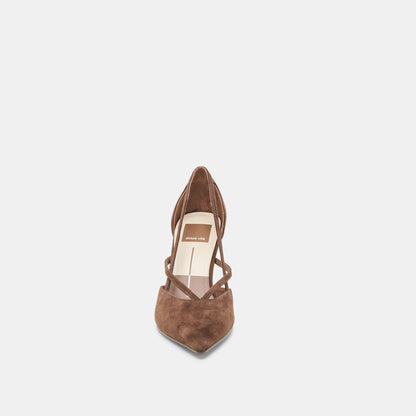 KAINE HEELS DK BROWN SUEDE