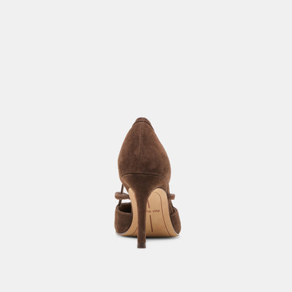 KAINE HEELS DK BROWN SUEDE