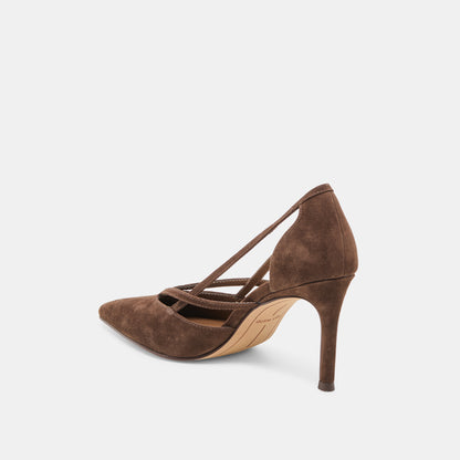 KAINE HEELS DK BROWN SUEDE