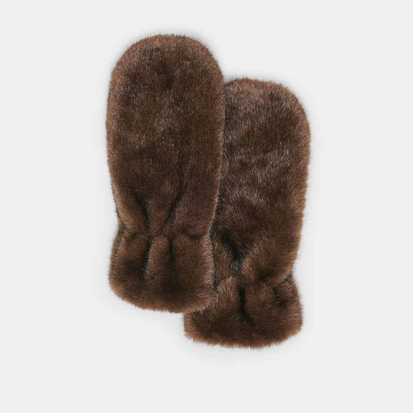 FAUX FUR MITTENS ESPRESSO