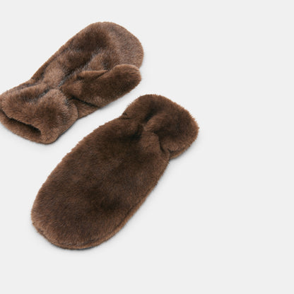 FAUX FUR MITTENS ESPRESSO