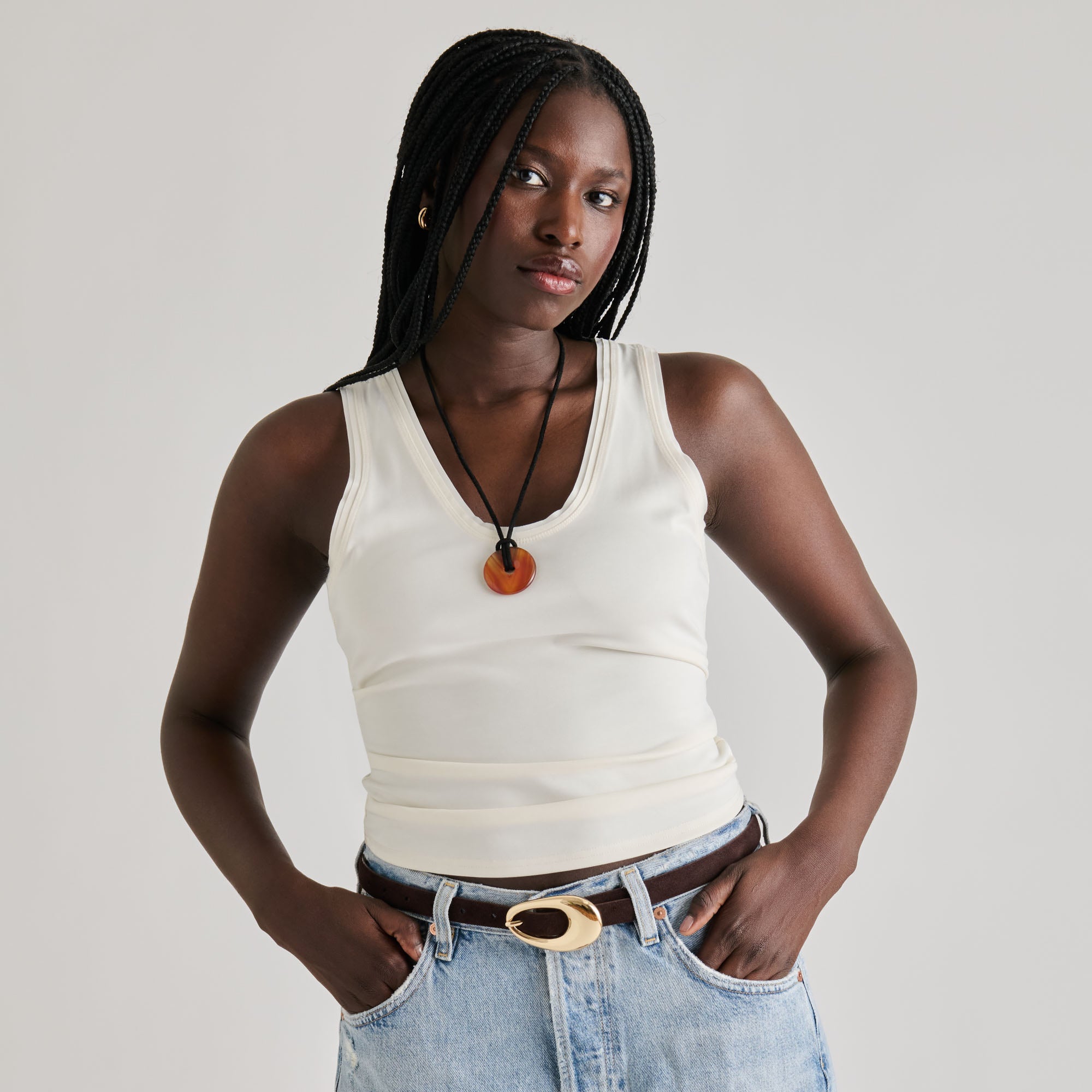 ORGANIC OVAL BUCKLE BELT MAHOGANY GOLD