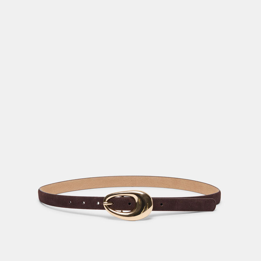 ORGANIC OVAL BUCKLE BELT MAHOGANY GOLD