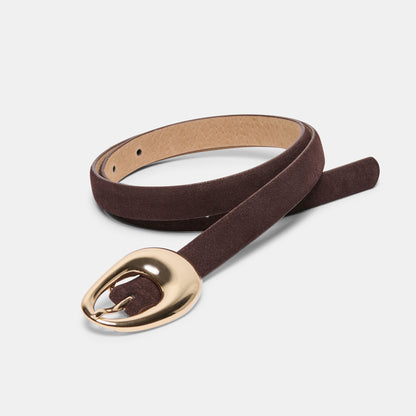 ORGANIC OVAL BUCKLE BELT MAHOGANY GOLD