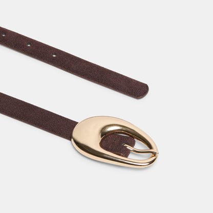 ORGANIC OVAL BUCKLE BELT MAHOGANY GOLD
