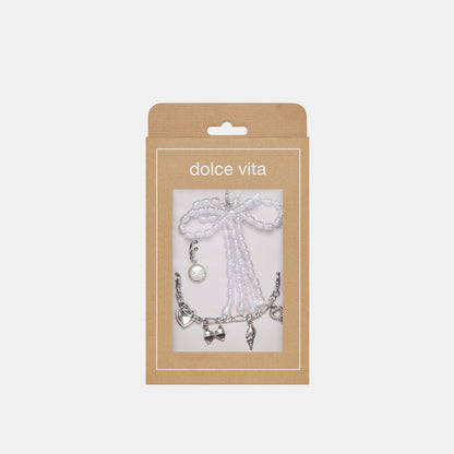 MERIT SNEAKERS WHITE GREY LEATHER + SILVER CHARM BUNDLE