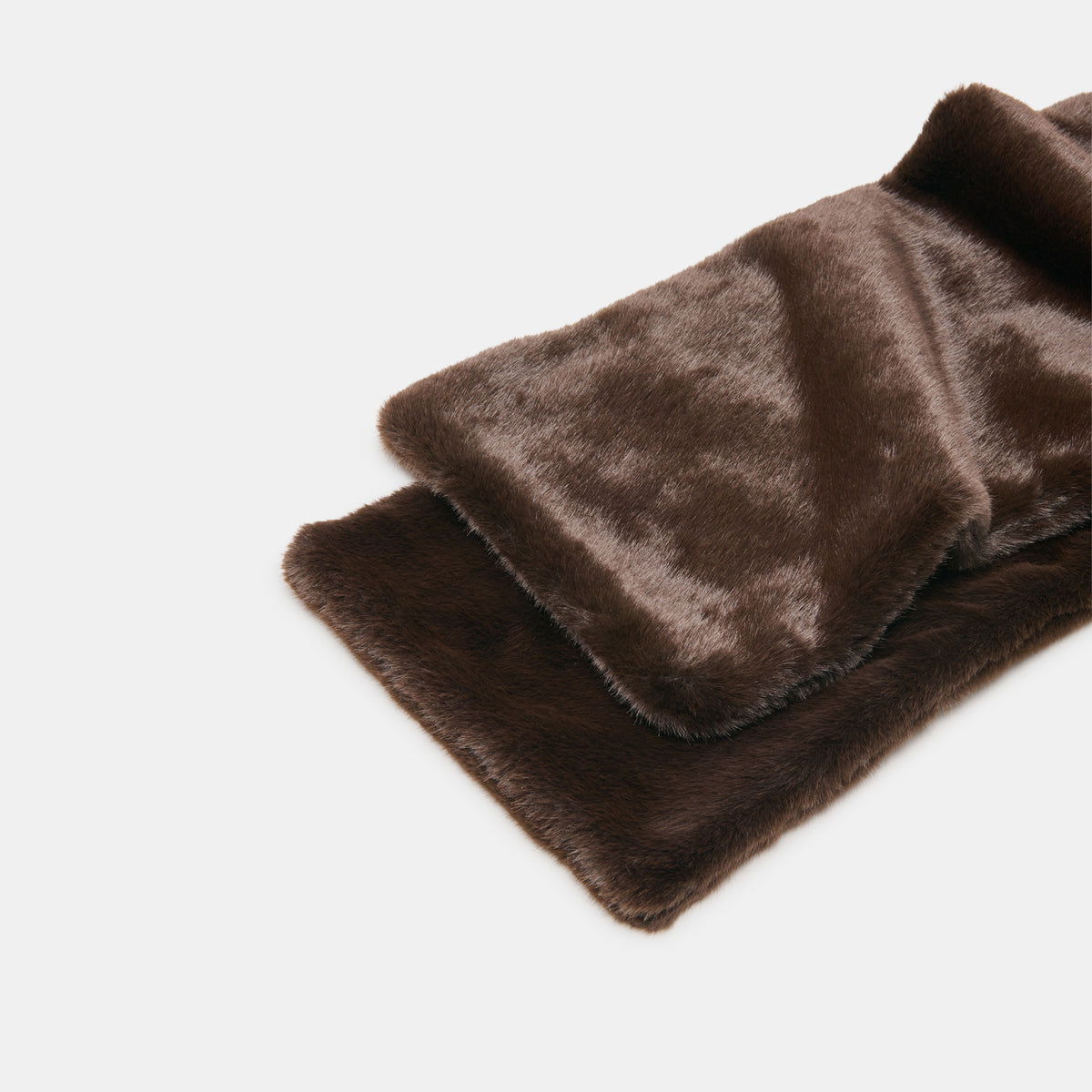 FAUX FUR SCARF DARK BROWN - view 2