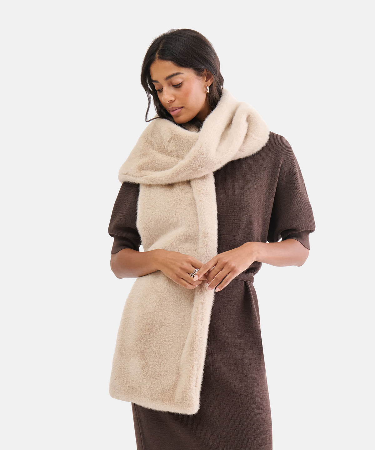 FAUX FUR SCARF STONE - view 2