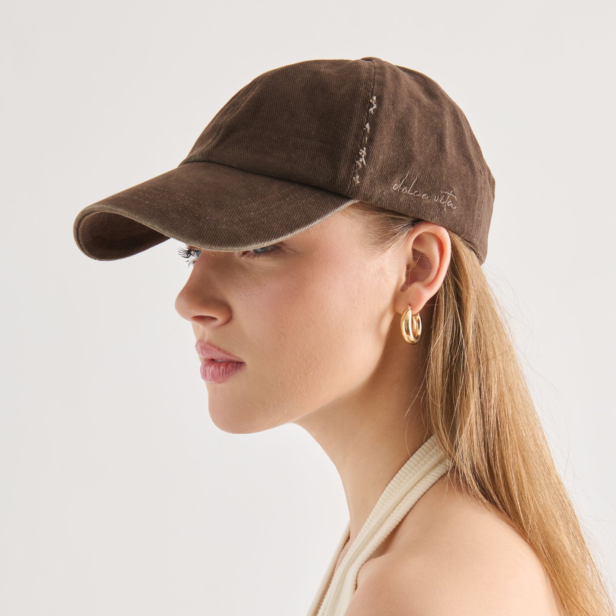 DISTRESSED BASEBALL CAP DARK BROWN - view 4