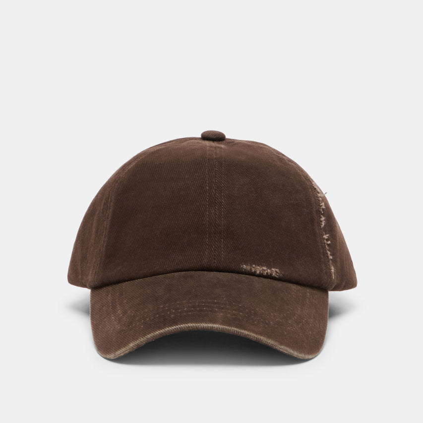 Distressed Dark Brown Baseball Cap with Embroidery | Dolce Vita