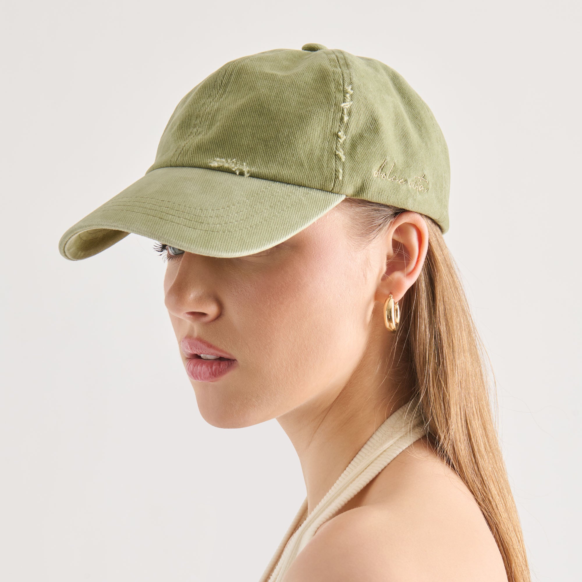 DISTRESSED BASEBALL CAP OLIVE - view 4