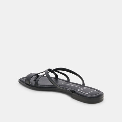 INDIGO SANDALS BLACK LEATHER - re:vita