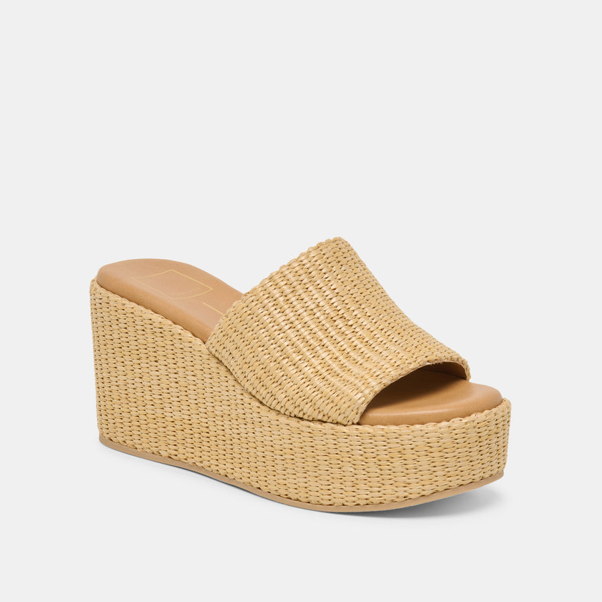 JOCLYN WIDE WEDGES LT NATURAL RAFFIA