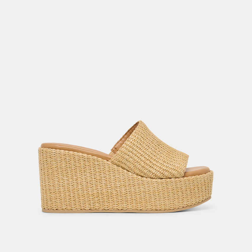 Joclyn Wide Lt Natural Raffia Wedges | Dolce Vita