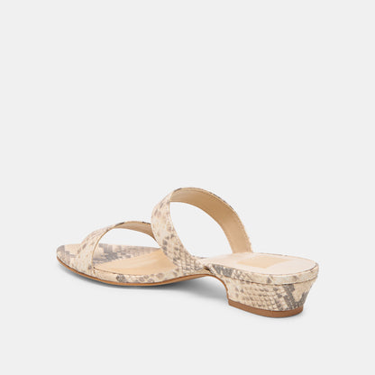 KAMILE SANDALS NATURAL SNAKE EMBOSSED LEATHER