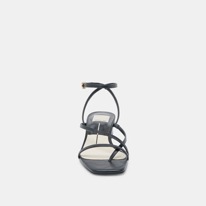 KARLOS WIDE SANDALS BLACK LEATHER