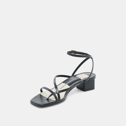 KARLOS WIDE SANDALS BLACK LEATHER