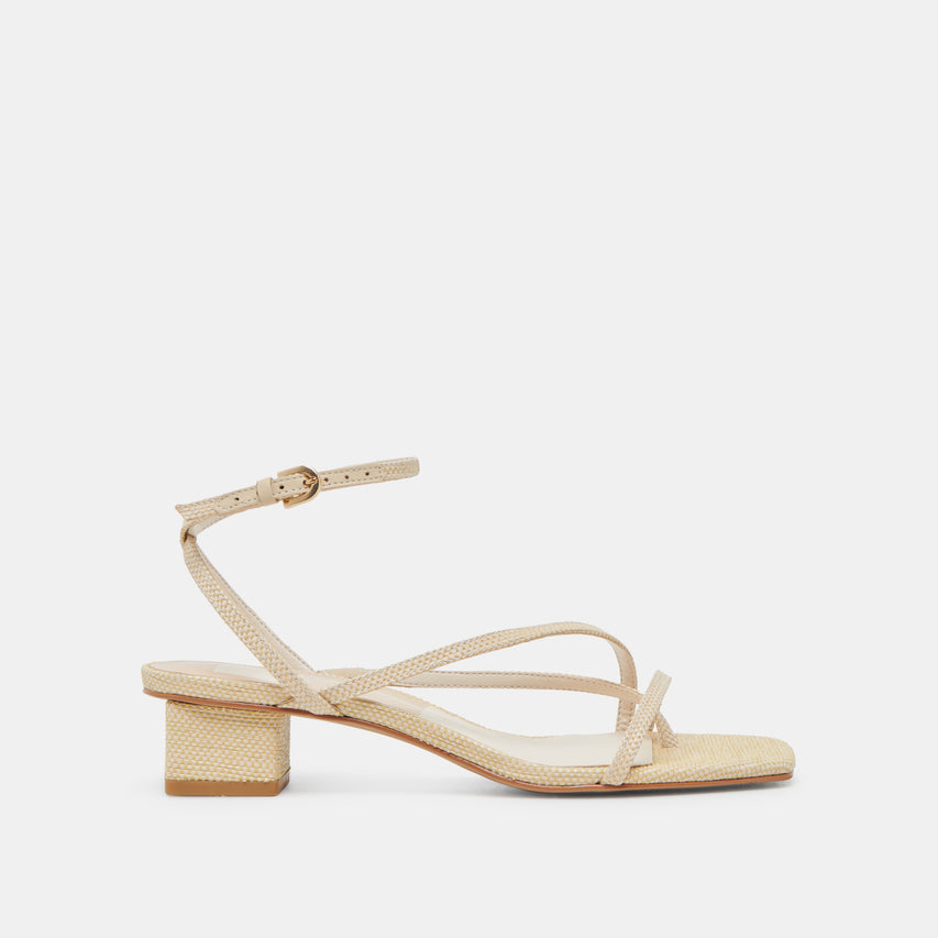 Karlos Wide Natural Woven Raffia Sandals | Dolce Vita