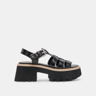 LATICE SANDALS MIDNIGHT EMBOSSED LEATHER