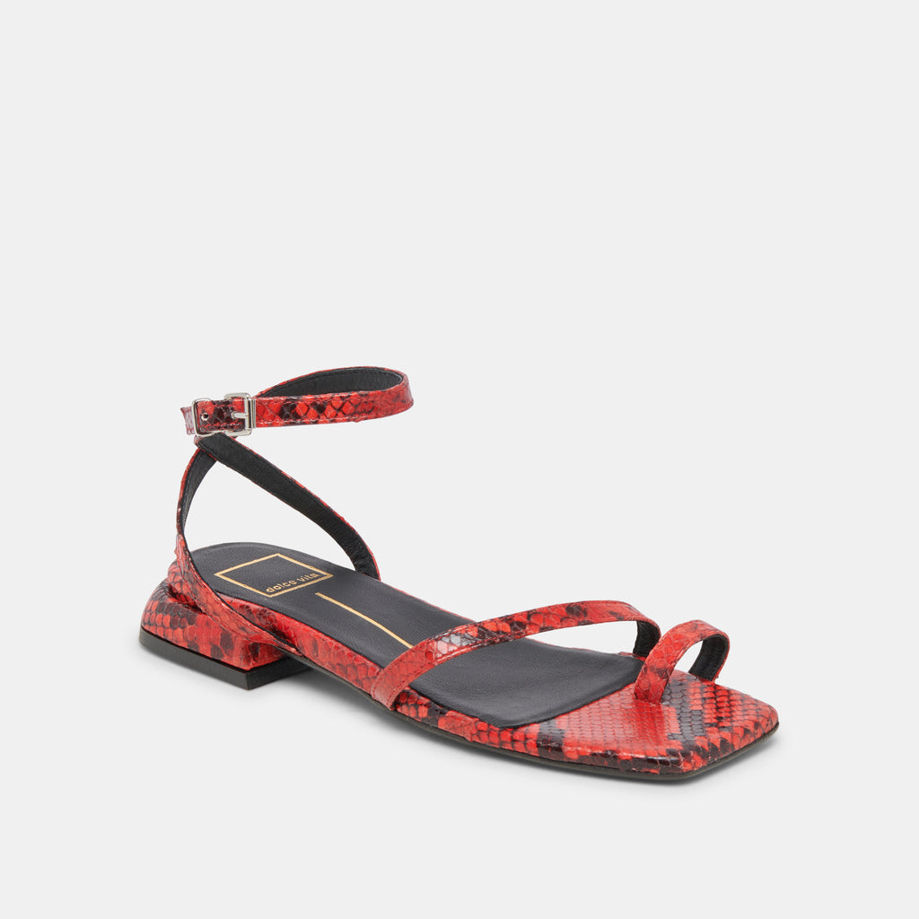 LEXI SANDALS RED SNAKE EMBOSSED - image 3