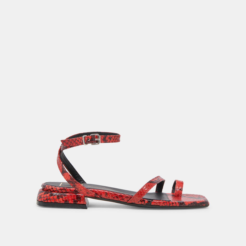 LEXI SANDALS RED SNAKE EMBOSSED - image 1
