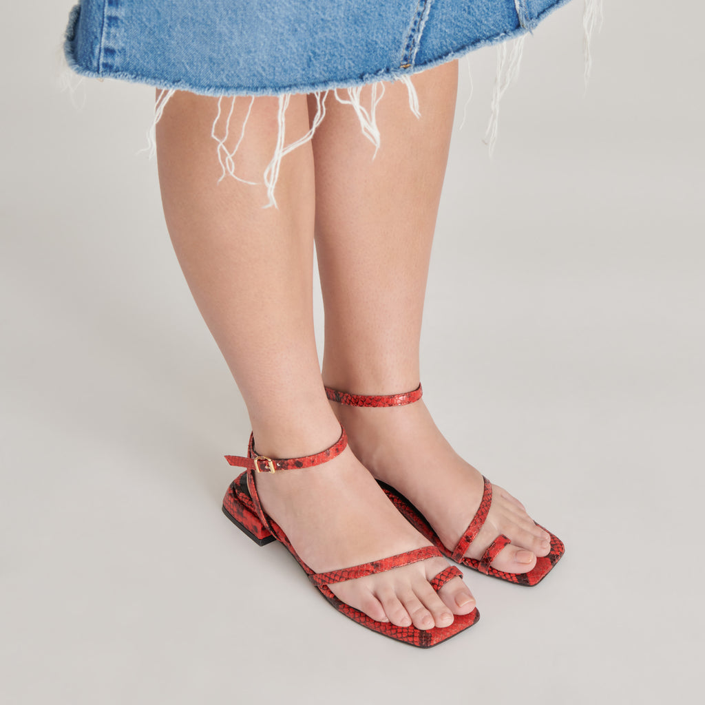 LEXI SANDALS RED SNAKE EMBOSSED - image 2