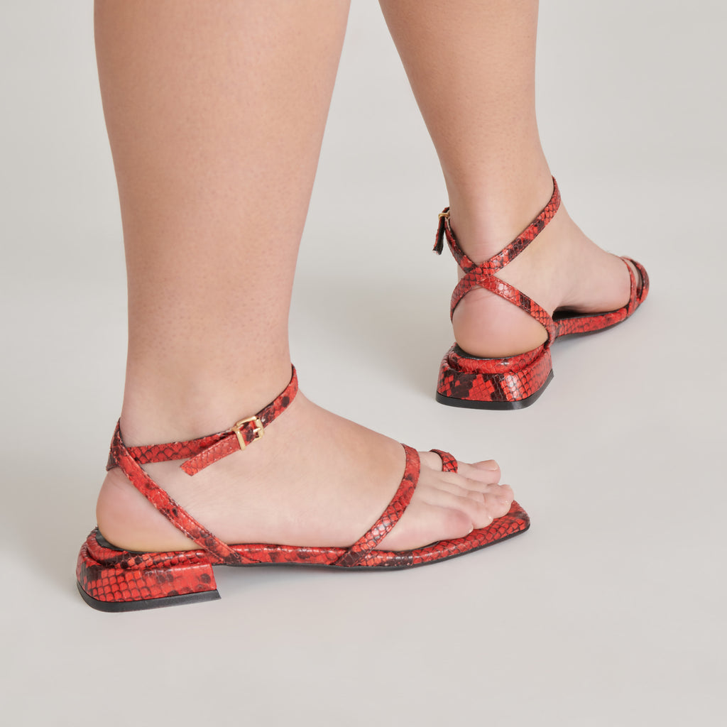 LEXI SANDALS RED SNAKE EMBOSSED - image 4