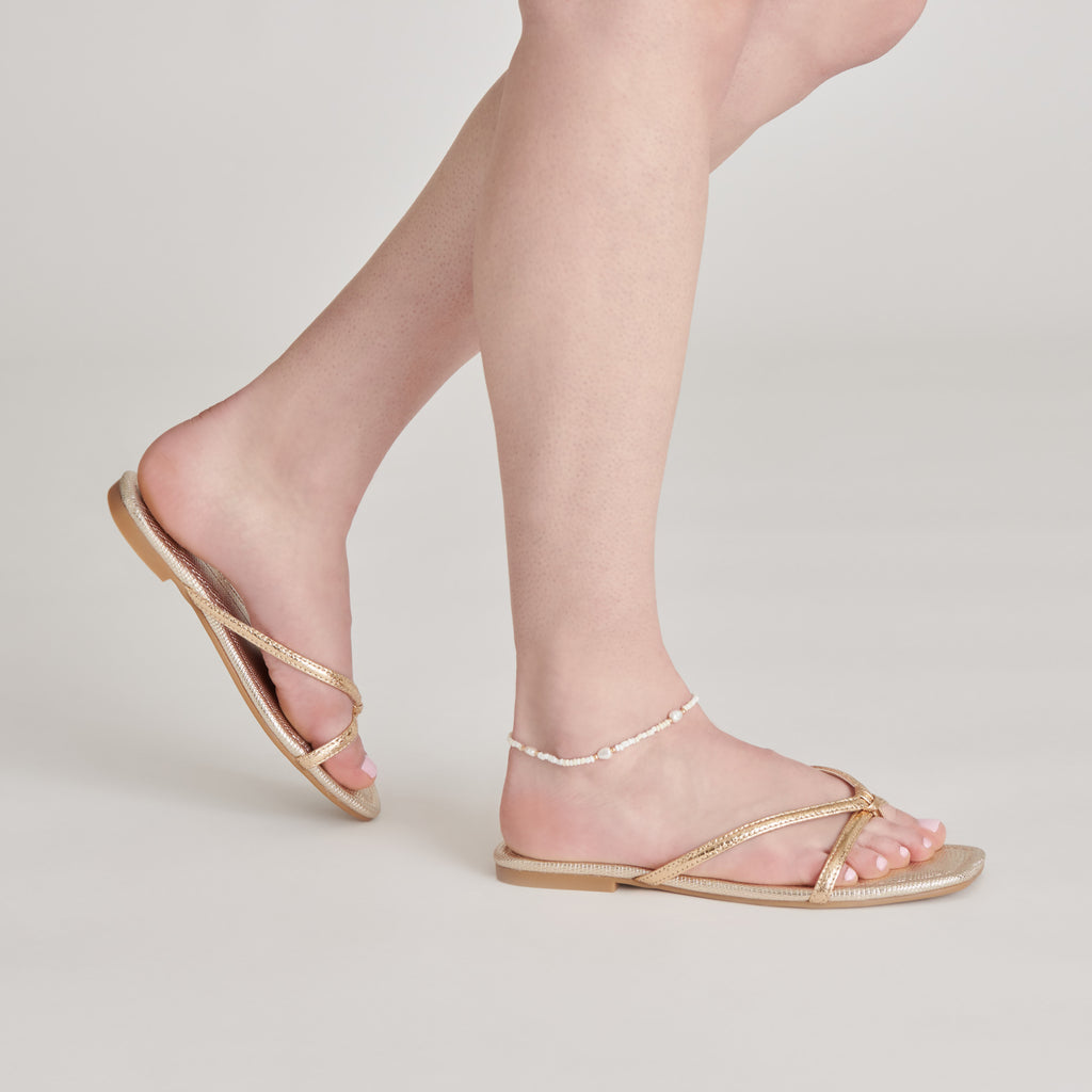 LUCCA SANDALS GOLD DISTRESSED STELLA - image 4